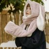 Apparel Faux Fur Bunny Handwarmer Scarf Hat Combo