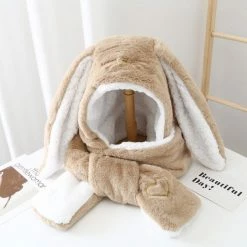 Apparel Faux Fur Bunny Handwarmer Scarf Hat Combo