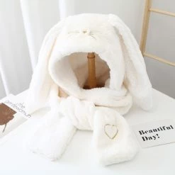 Apparel Faux Fur Bunny Handwarmer Scarf Hat Combo