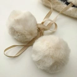 Apparel Faux Fur Round Bear Ears Tassel Beanie Hat