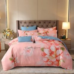 Home Decor Home & Pets Flamingo Peach Dahlia Flower Supreme Bedding Set