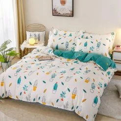Home Decor Floral Cactus Succulent Green Matching Bedding Set