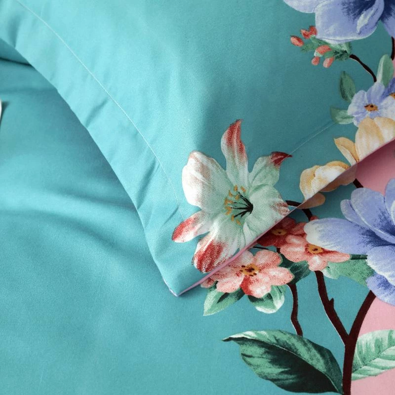 Home Decor Flower Blossom Blue Pink Supreme Polyester Bedding Set Home & Pets 7 Home Decor Flower Blossom Blue Pink Supreme Polyester Bedding Set Home & Pets