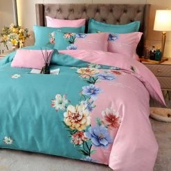 Home Decor Flower Blossom Blue Pink Supreme Polyester Bedding Set Home & Pets 14 Home Decor Flower Blossom Blue Pink Supreme Polyester Bedding Set Home & Pets
