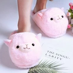 Apparel Fluffy Alpaca Plush Slippers 22 Apparel Fluffy Alpaca Plush Slippers