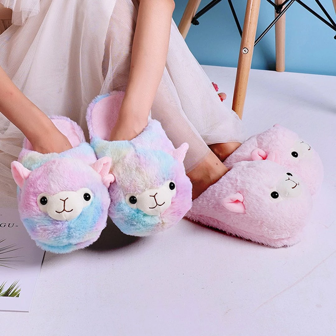 Apparel Fluffy Alpaca Plush Slippers 4 Apparel Fluffy Alpaca Plush Slippers