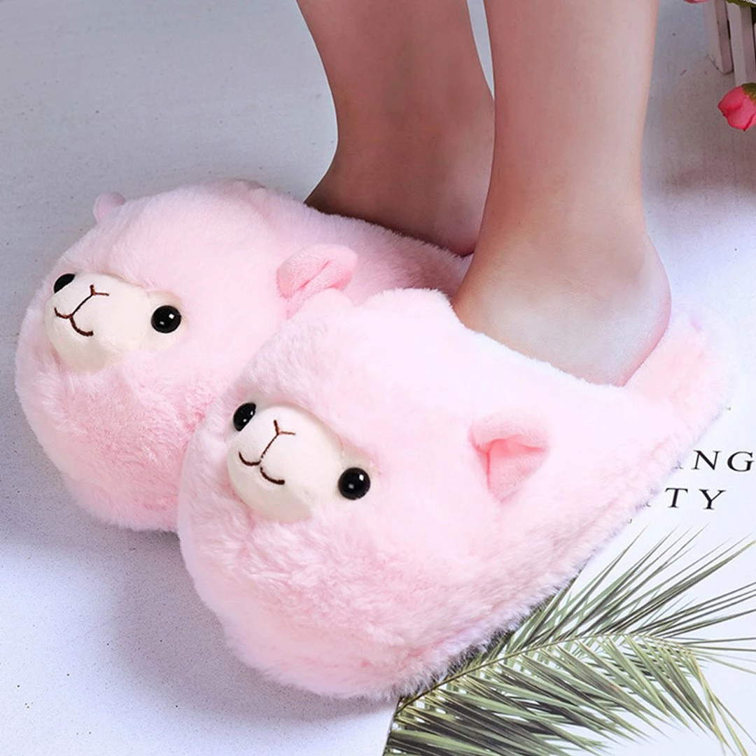 Apparel Fluffy Alpaca Plush Slippers 10 Apparel Fluffy Alpaca Plush Slippers