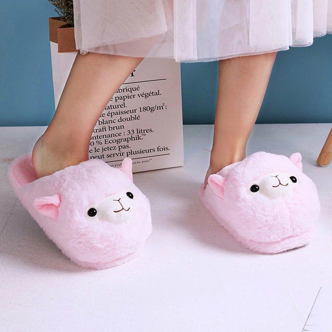 Apparel Fluffy Alpaca Plush Slippers 8 Apparel Fluffy Alpaca Plush Slippers
