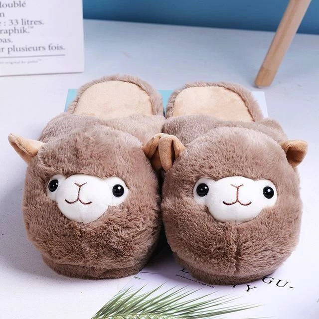 Apparel Fluffy Alpaca Plush Slippers 14 Apparel Fluffy Alpaca Plush Slippers
