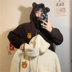 Apparel Fluffy Bear Part-Cotton Hoodie