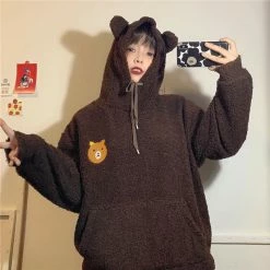 Apparel Fluffy Bear Part-Cotton Hoodie