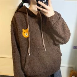 Apparel Fluffy Bear Part-Cotton Hoodie