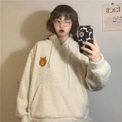 Apparel Fluffy Bear Part-Cotton Hoodie