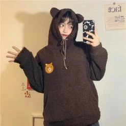 Apparel Fluffy Bear Part-Cotton Hoodie