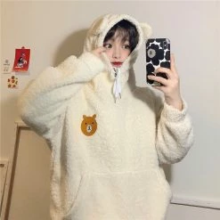 Apparel Fluffy Bear Part-Cotton Hoodie