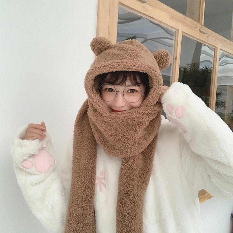 Apparel Fluffy Bear Scarf Hat Combo 4 Apparel Fluffy Bear Scarf Hat Combo