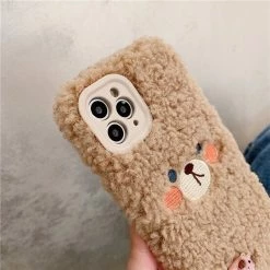 Accessories Fluffy Brown Bear Plush IPhone Case