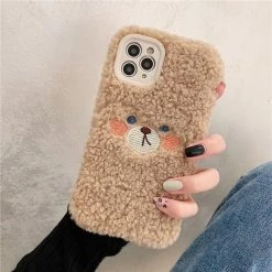 Accessories Fluffy Brown Bear Plush IPhone Case