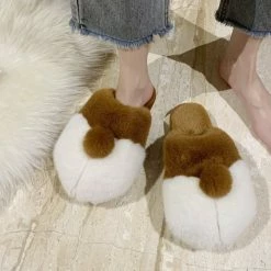 Apparel Fluffy Corgi Plush Slippers