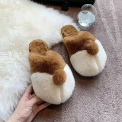 Apparel Fluffy Corgi Plush Slippers
