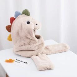 Apparel Fluffy Dino Handwarmer Scarf Hat Combo