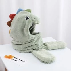 Apparel Fluffy Dino Handwarmer Scarf Hat Combo