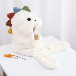 Apparel Fluffy Dino Handwarmer Scarf Hat Combo
