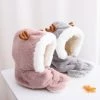 Apparel Fluffy Reindeer Handwarmer Scarf Hat Combo Matching Set 2 Apparel Fluffy Reindeer Handwarmer Scarf Hat Combo Matching Set