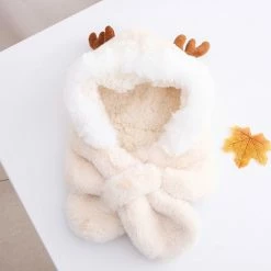 Apparel Fluffy Reindeer Handwarmer Scarf Hat Combo Matching Set
