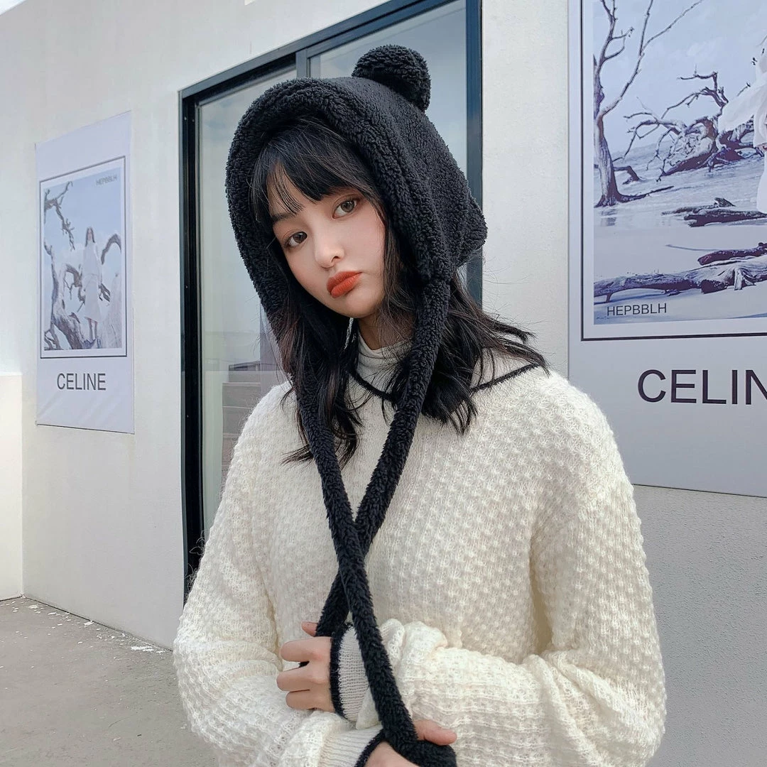 Apparel Fluffy Round Bear Ears Beanie Hat 12 Apparel Fluffy Round Bear Ears Beanie Hat