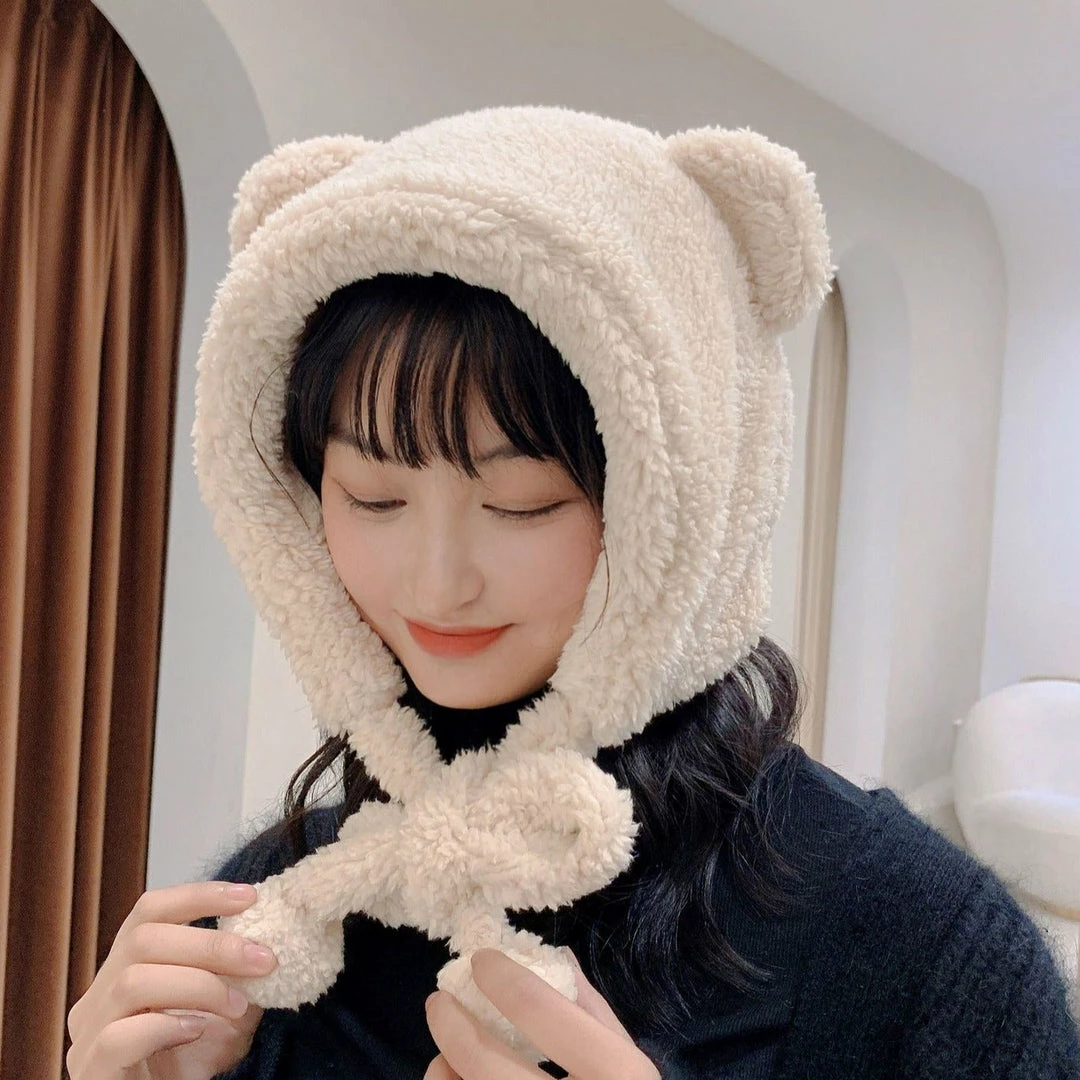 Apparel Fluffy Round Bear Ears Beanie Hat 10 Apparel Fluffy Round Bear Ears Beanie Hat