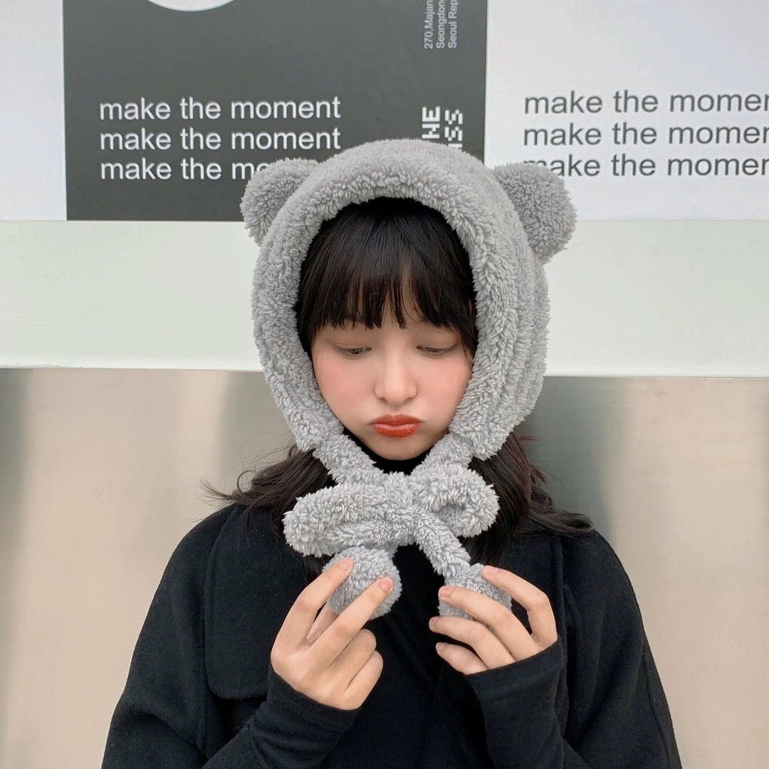 Apparel Fluffy Round Bear Ears Beanie Hat 16 Apparel Fluffy Round Bear Ears Beanie Hat