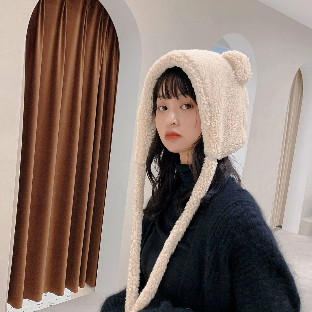 Apparel Fluffy Round Bear Ears Beanie Hat 9 Apparel Fluffy Round Bear Ears Beanie Hat