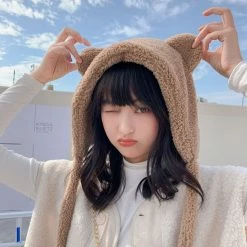 Apparel Fluffy Round Bear Ears Beanie Hat 19 Apparel Fluffy Round Bear Ears Beanie Hat