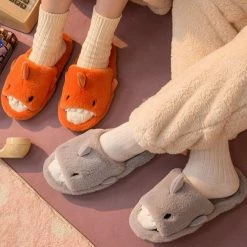 Apparel Fluffy Shark Open-toe Plush Slippers