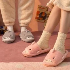 Apparel Fluffy Shark Open-toe Plush Slippers