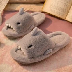 Apparel Fluffy Shark Open-toe Plush Slippers