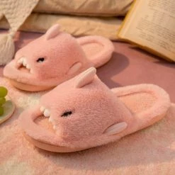 Apparel Fluffy Shark Open-toe Plush Slippers
