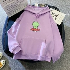 Apparel Friendly Frog Dancing On Mushroom Hoodie