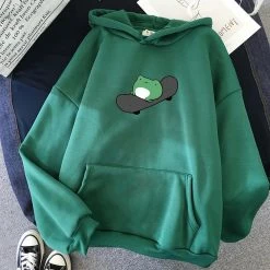 Apparel Frog On Skateboard Oversized Hoodies