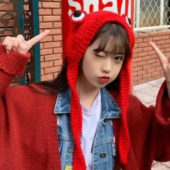 Apparel Frog Pom Pom Knit Beanie Hat