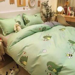 Home Decor Green Dinosaur And Avocado Bedding Set