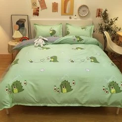 Home Decor Green Dinosaur And Avocado Bedding Set