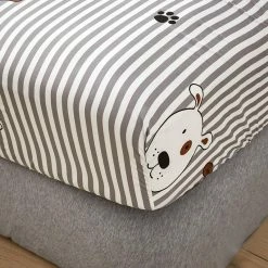 Home Decor Grey Striped Dog Fitted Bedsheet