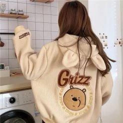 Apparel Grizzly Bear Oversized Zip-up Fleece Hoodie