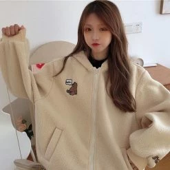 Apparel Grizzly Bear Oversized Zip-up Fleece Hoodie