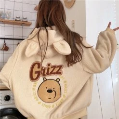 Apparel Grizzly Bear Oversized Zip-up Fleece Hoodie