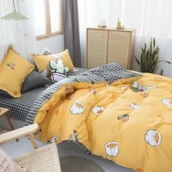 Home Decor Happy Ducks Print Bedding Set Sea Animals