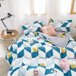 Home Decor Happy Ducks Print Bedding Set Sea Animals