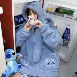 Apparel Harajuku Blue Oversized Fleece Cardigan